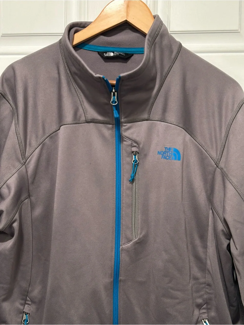 The North Face Men’s XL Apex Bionic Softshell Jacket Gray Blue Full Zip Outdoor